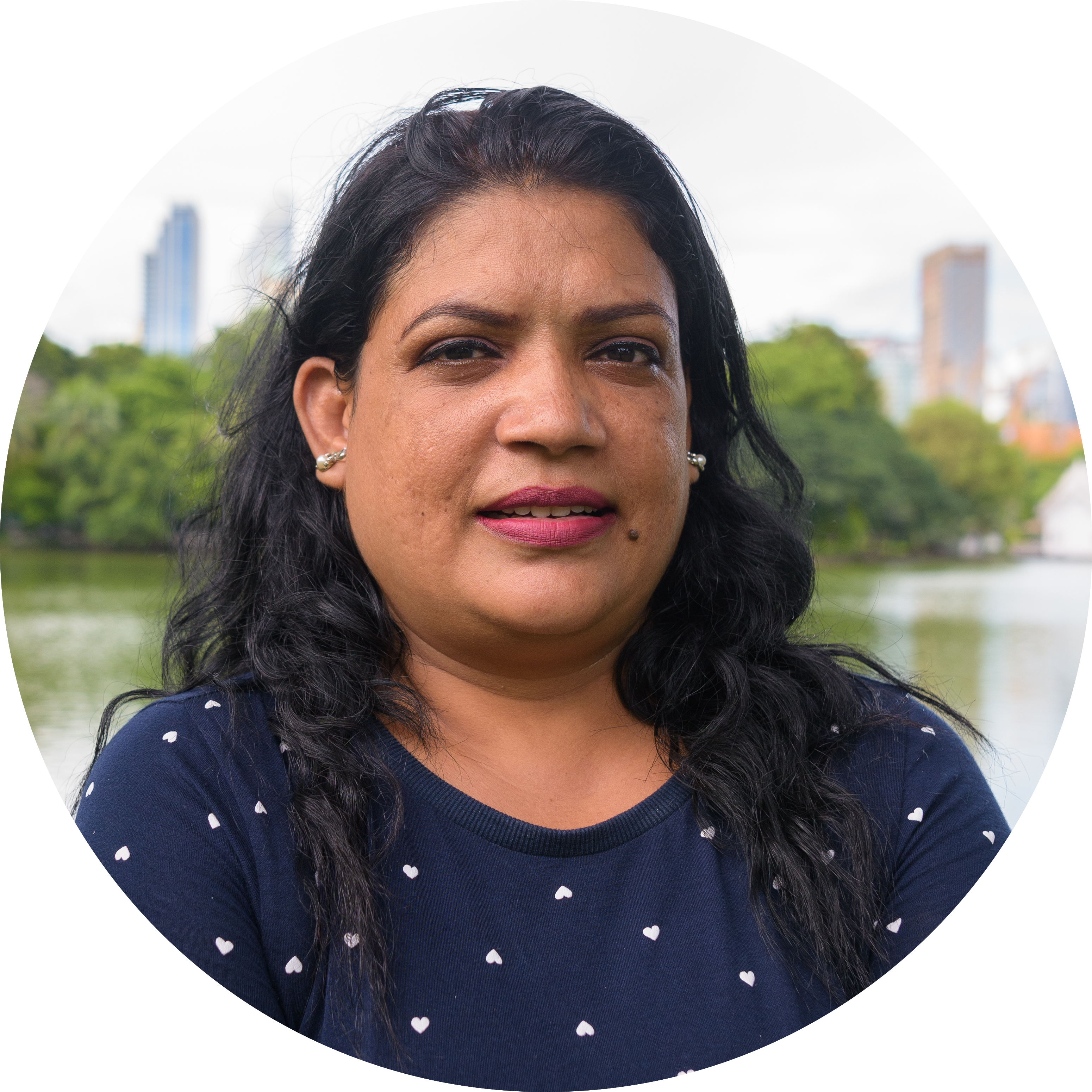 portrait woman standing against water copy